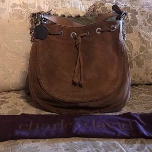 Charles David brown suede shoulder bag w/dust bag.